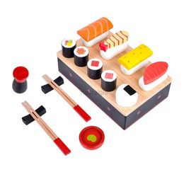 Kitchens Play Food Wooden Kitchen Toys Tableware Play House Simulation Sushi Model Pretend Play Toy 2443