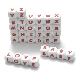 10Pcs 12mm Baby Silicone Beads English Alphabet Silicone Letters Baby Goods Chewing Beads For Teething Necklace BPA Free
