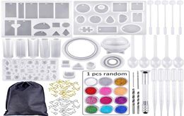 83Pcs Mould Tools Kit Resin Casting Moulds For Crafts Silicone Epoxy Jewellery Necklace Pendant DIY7825563