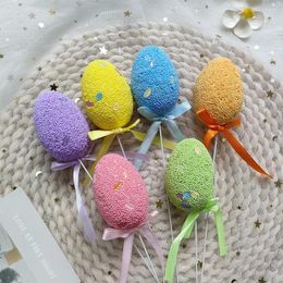 Party Decoration 6pcs/set Easter Egg Plant Picks Foam Crafts Steel Stake Cake Topper Sticks Garden Ornament Decorations