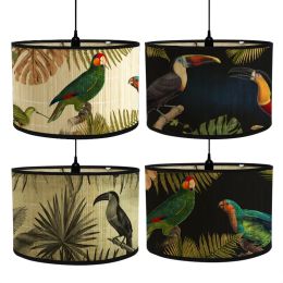 Retro Style Flower Printing Lampshade Japanese Style Homestay Decor Bamboo Art Chandelier Light Cover Chandelier Wall Lamp Shade