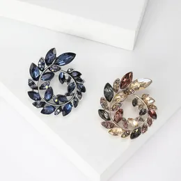 Brooches Rhinestone Crystal Olives Unisex Women And Men Plant Wreath Pin Collar Suit Coat T-shirt Dress Accessories Jewellery