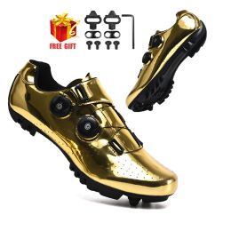 Boots Cycling Sneakers Mtb Men Footwear Road Dirt Bike Racing Women Bicycle Mountain Spd Speed Flat Shoes Cleat Custom Gold