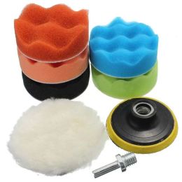 New 8PCS 3/4/5/6 Inch Buffing Sponge Polishing Pad Kit Waxing For Car Polisher Tools Auto Care Repair Tools