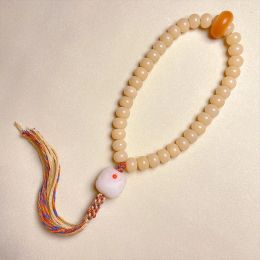 Bangles Natural Yellow Bodhi Root 36 Beads Tassel Rosary Mala Handmade Buddhism Misbaha Prayer Rosary for Women Men Meditation Jewellery