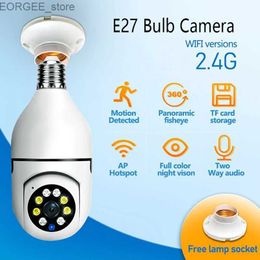 Other CCTV Cameras 2.4G Bulb E27 Surveillance Camera Full Colour Night Vision Automatic Human Tracking Zoom Indoor Security Monitor Wifi Camera Y240403