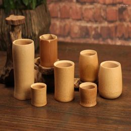 Cups Saucers Bamboo Carbonization Beer Water Mug Cup Tube Teacup Unpainted Tea Pot Crafts