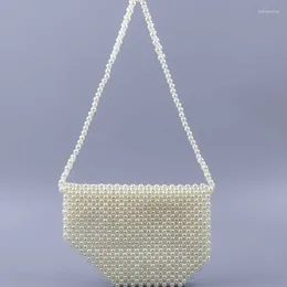 Drawstring Saddle Daily Women's Bag Trend High-end Exquisite Fashionable Luxury Hand-beaded Acrylic Pearl One-shoulder 2024