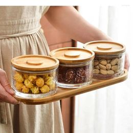 Storage Bottles Wooden Lid Glass Box Household Sealing And Dust Proof Dried Fruit Moisture Snack Candy Boxes