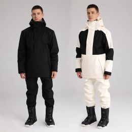 Poles Sport Hooded Men Ski Suit Windproof Fleece Man Snow Set Sweatshirt Pants Male Snowboard Outfits Thermal Big Boy Costume Clothes