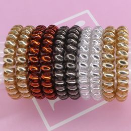 10Pcs Telephone Wire Spring Hair Strap Hair Ties Solid Color Gum Elastic Hair Bands for Women Girls Scrunchie Hair Accessories
