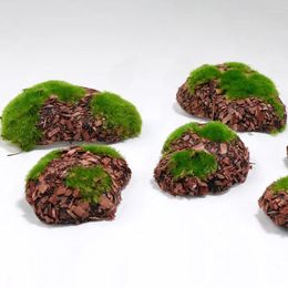 Decorative Flowers 6pcs Artificial Green Moss Plants Simulated Stone Creative Home Garden Lawn Floor Ornament Landscape Bonsai Decoration