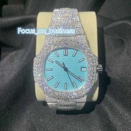 Passa tester di diamanti ghiacciato uomini usati da uomo da polso lussuoso bling moissanite orologi premium vvs cornice meccanica orologio personalizzato