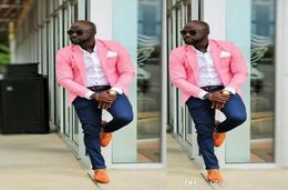 Custom Made Pink Mens Wedding Suits Pants Man Blazer Groom Tuxedo Slim Fit Business Suit Jacket Pants8191858