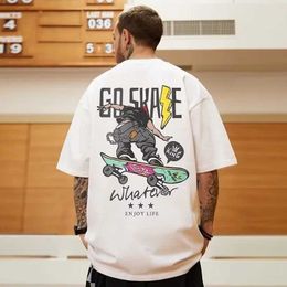 Men's T-Shirts Skateboard Boys Graphic Printed Mens Oversized T-shirt Street Fashion Crewneck T-shirt Casual Hip Hop Cotton Y2K T-shirt J240402