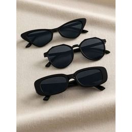 3pcs Women Geometric Plastic Frame Y2K Street Style Fashion Glasses for Outdoor Daily Beach Accessories