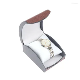 Watch Boxes Fashionable Curved Flip Jewellery Bracelet Storage Box High-end Men's Imitation Leather Plastic Display