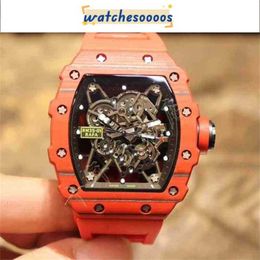 Watches Luxury Mechanical Swiss Movement Ceramic Dial Rubber strap Wristwatch Designer Wine Barrel r Rm3501 Series 2824 Carbon Fibre Ta6UX6
