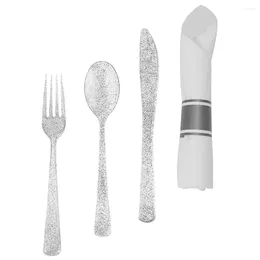 Disposable Flatware 1 Set Of Cutlery Napkin Fork Spoon Party Tableware Supplies Kitchen Utensil