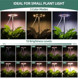 Small LED Grow Lights Indoor Plants Full Spectrum Mini Desk Plant Lamp Base Height Adjustable Timer Dimming for Indoor Growth