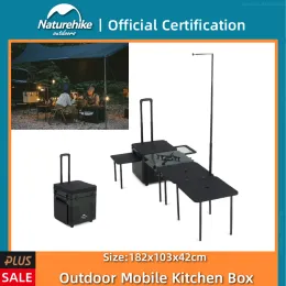 Furnishings Naturehike Multifunctional Mobile All in One Kitchen Table Outdoor Portable Camping Picnic Barbecue Combo Kitchen Cooking Table