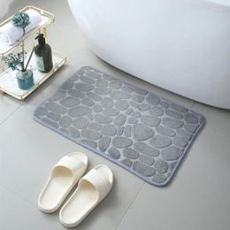 Bath Mats Memory Foam Mat Cobblestone Embossed Home Coral Velvet Carpet Water Absorption Non-slip Washable Bathroom Rug