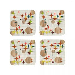 Table Mats Eames Era Starbursts And Globes 4 (bkgrnd) Coasters Coffee Leather Placemats Cup Tableware Pads For Home Kitchen Dining Bar