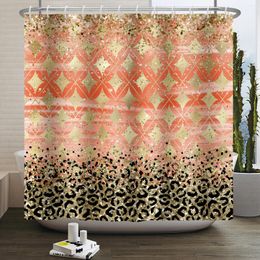 Shower Curtains Glitter Curtain Pink Butterfly Leopard Pattern Bathroom Waterproof Partition Geometric Patchwork Boho