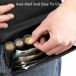 Multi Pockets Fanny Pack Waist Bag 8 Slots Euro Coin Holder Dispenser Euro Sorter For Waiter Driver Cashier Money Bills Safe