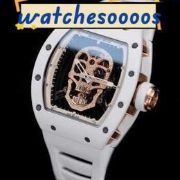 Watch Mechanical Automatic Movement Ceramic Dial Waterproof Swiss movement Top Quality RM52-01 Skeleton Head White Ceramic Manual Full Hollow