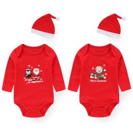 Sets New Born Christmas Baby Sets 2/3 Pieces Cotton Bodysuits+Pants+Hair Band/hat Baby Girl Boy Clothes 09M Print Long Sleeve Bebes