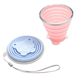 Cups Saucers 2pcs Outdoor Silicone For Travel Water Collapsible Cup Kids Adults Camping Folding Reusable Drinking With Lid Hiking Small