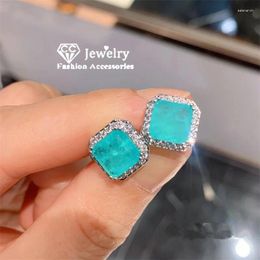 Stud Earrings Gemstone For Women 925 Silver Needle Vintage Fine Jewellery Ear Brincos Created Emerald Party Accessories CCE787