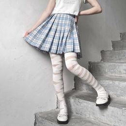 Gothic Lolita Bandage Stockings Women Y2k Sexy Cross Strap Bottom Stockings Women Bandage Stripe Long Stockings Thigh Knee Socks