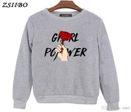 Sweaters Girl Power Printing Sweaters Harajuku Crew Neck Sweats Women Clothing Feminina Loose Women039s Clothing Fall drop ship3158864