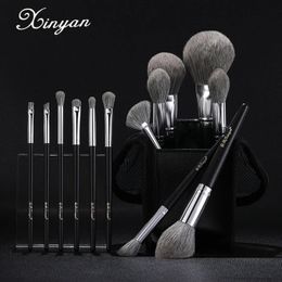 XINYAN Black Makeup Brushes Set Professional Eye Cosmetics Foundation Powder Blush Eyeshadow Blending Beauty Tool 240403