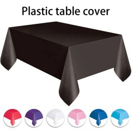 Large Plastic Rectangle Table Cover Cloth Wipe Clean Party Red White Black Tablecloth Covers for Birthday wedding christmas