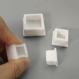 White Silicone Rubber Chair Table Feet Furniture End Cover Caps 9.6mm - 42.6mm Rectangle Table Leg Cover Floor Protector Pads