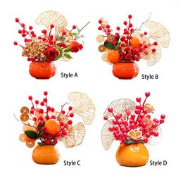 Decorative Flowers Artificial Potted Flower Eucalyptus Plants Vase For Kitchen Living Room Home