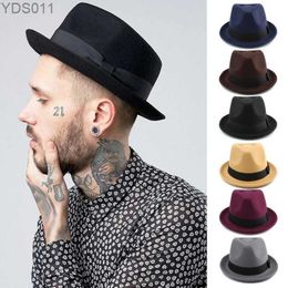 Wide Brim Hats Bucket Mens Fedora Hat Trilby Sunhats Panama Vintage Jazz Outdoor Travel Party Street Style Winter Warm Size L 7 1/4 yq240403