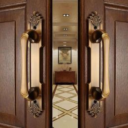 Antique Classic Bronze Wooden Door Handles European Retro Bedroom Sliding Door Furniture Hardware Push Pulls Wardrobe Handle