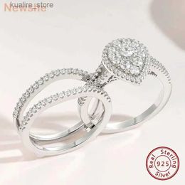 Cluster Rings Newshe 925 Sterling Silver Halo Brilliant Cluster High Grade AAAAA CZ Wedding Engagement Rings Set for Women Bridal Ring Jewelry L240402