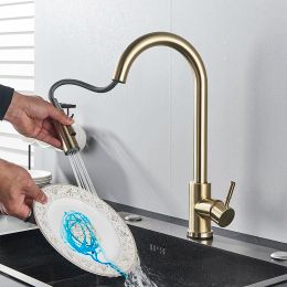 Smart Sensor Kitchen Sink Faucet Pull Out Multi-Model Spout Touch Control Deck Mount Cold Hot Water Mixer Touchable Kitchen Tap