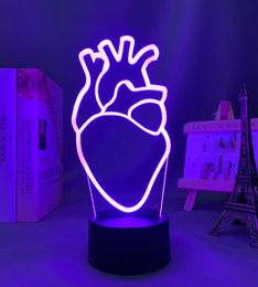 Night Lights Acrylic Led Light Heart PNL For Bedroom Decoration Colour Changing Nightlight Fans Gift Room Decor QLF Coeurs 3d Lamp5934866