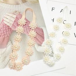 8pcs/lot Sweet Fashion Girls Pearl Flower Princess Elastic Headband Hairband Kids Party Pography Props Hair Accessories 240325