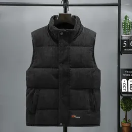 Casual Shoes Men Sleeveless Jacket Men's Winter Windproof Padded Vest With Stand Collar Pockets Thickened Coat For Warmth Neck