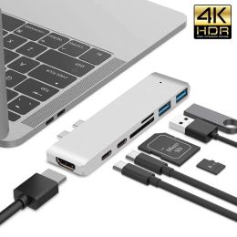 USB 3.1 Type-C Hub To HDMI-compatible Adapter 4K Thunderbolt 3 USB C Hub with Usb3.0 TF SD Reader Slot PD for MacBook Air Pro M1