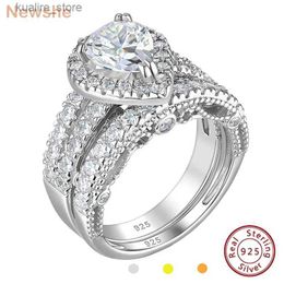 Cluster Rings Newshe 925 Sterling Silver Wedding Engagement Rings Set for Women Pear Cut AAAAA CZ Imitation Diamond Bridal Jewelry L240402