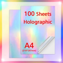 Pens 10/20/30/40/50/100 Sheets A4 Rainbow Holographic Printable Vinyl Sticker Paper Waterproof A4 Laser Copy Paper for Inkjet Printer