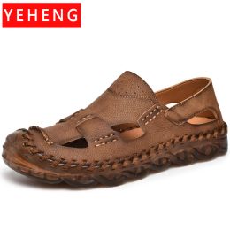 Sandals Summer men's leather Roman business casual sandals outdoor leisure sneakers hiking fishing beach shoes tendon bottom